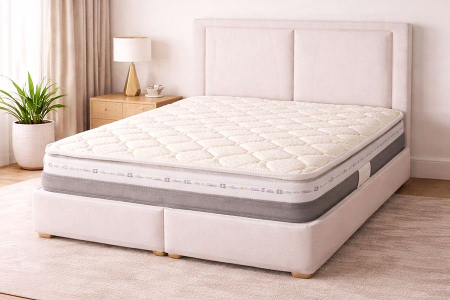 Matelas Eden installé sur un lit